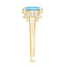 1 Carat Oval Cut Aquamarine Engagement Ring with Diamond Collar AAA - Rosec Jewels