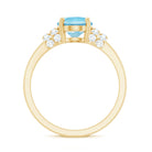1 Carat Oval Cut Aquamarine Engagement Ring with Diamond Collar AAA - Rosec Jewels