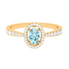 Rosec Jewels-1 CT Aquamarine Engagement Ring with Diamond Halo