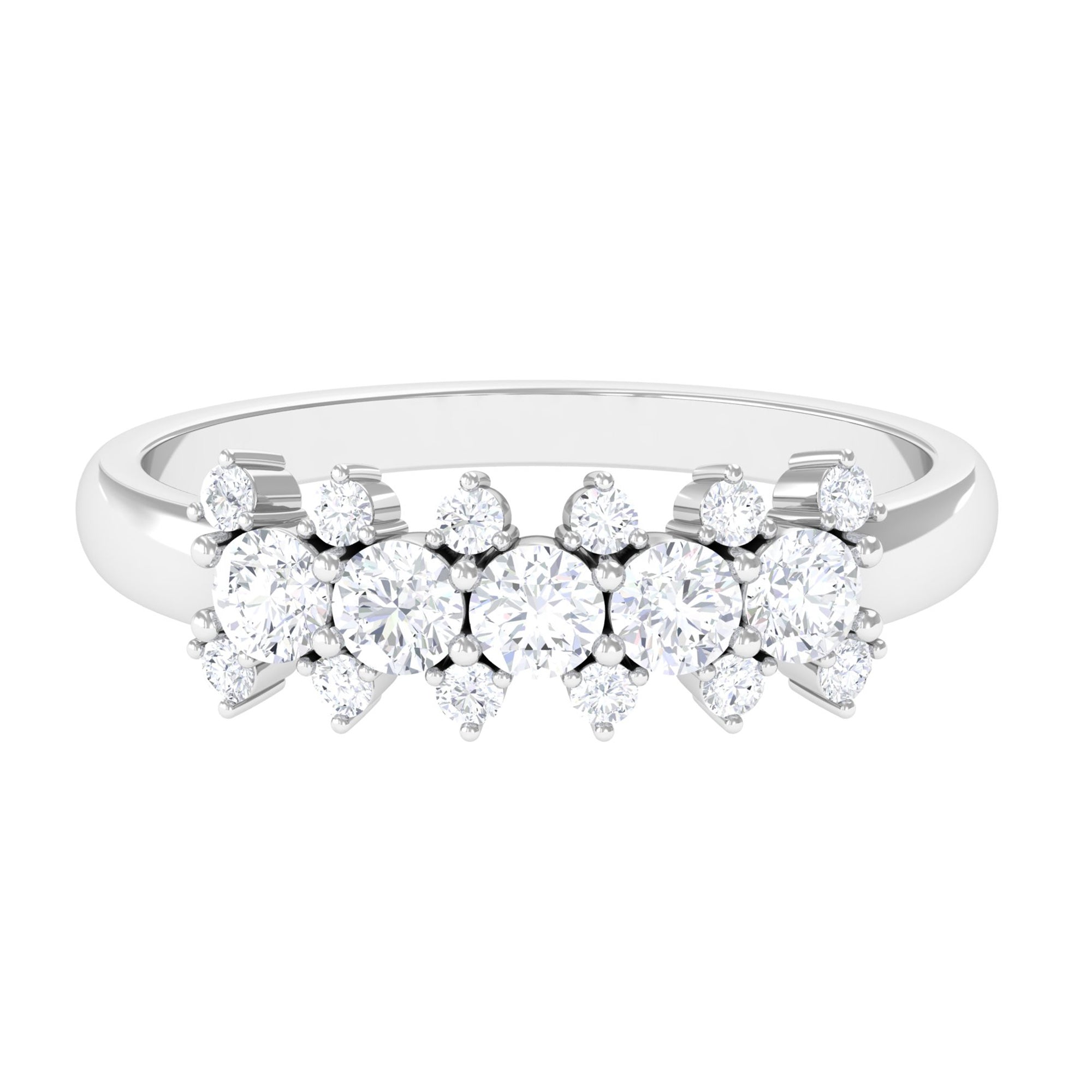 Certified Moissanite Anniversary Band Ring Moissanite - ( D-VS1 ) - Color and Clarity - Rosec Jewels