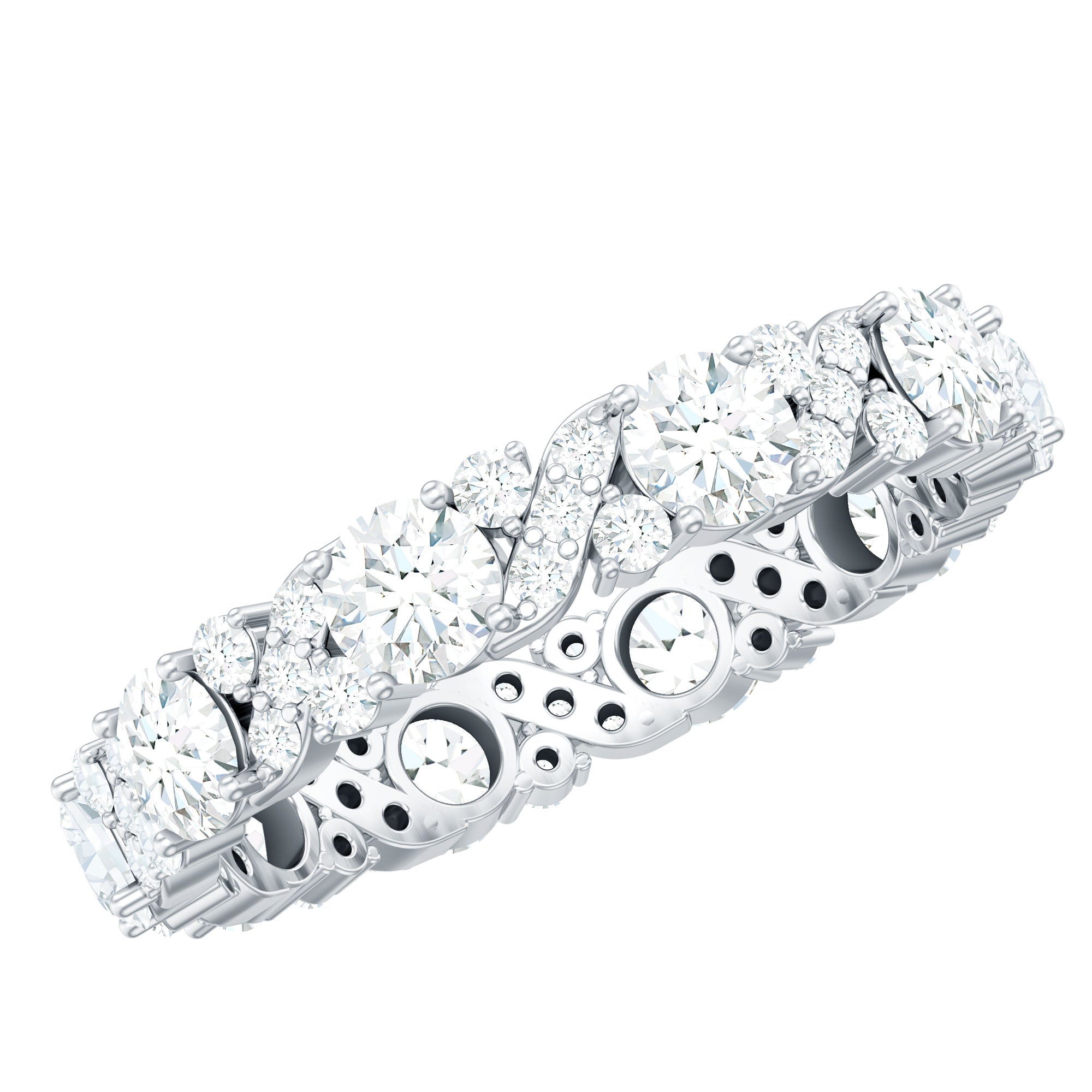 Round Cut Moissanite Eternity Wedding Band Ring