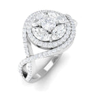 Criss Cross Zircon Cluster Engagement Ring AAAA - Rosec Jewels