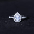Zircon Teardrop Halo Engagement Ring Zircon - ( AAAA ) - Quality - Rosec Jewels