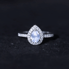 Zircon Teardrop Halo Engagement Ring AAAA - Rosec Jewels