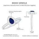 Genuine 0.5 Carat Blue Sapphire and Diamond Pear Halo Engagement Ring AAA - Rosec Jewels