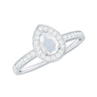 1.25 CT Classic Moonstone and Diamond Halo Engagement Ring AAA - Rosec Jewels