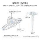 1.25 CT Classic Moonstone and Diamond Halo Engagement Ring AAA - Rosec Jewels