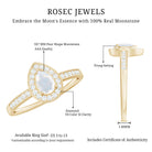 1.25 CT Classic Moonstone and Diamond Halo Engagement Ring AAA - Rosec Jewels