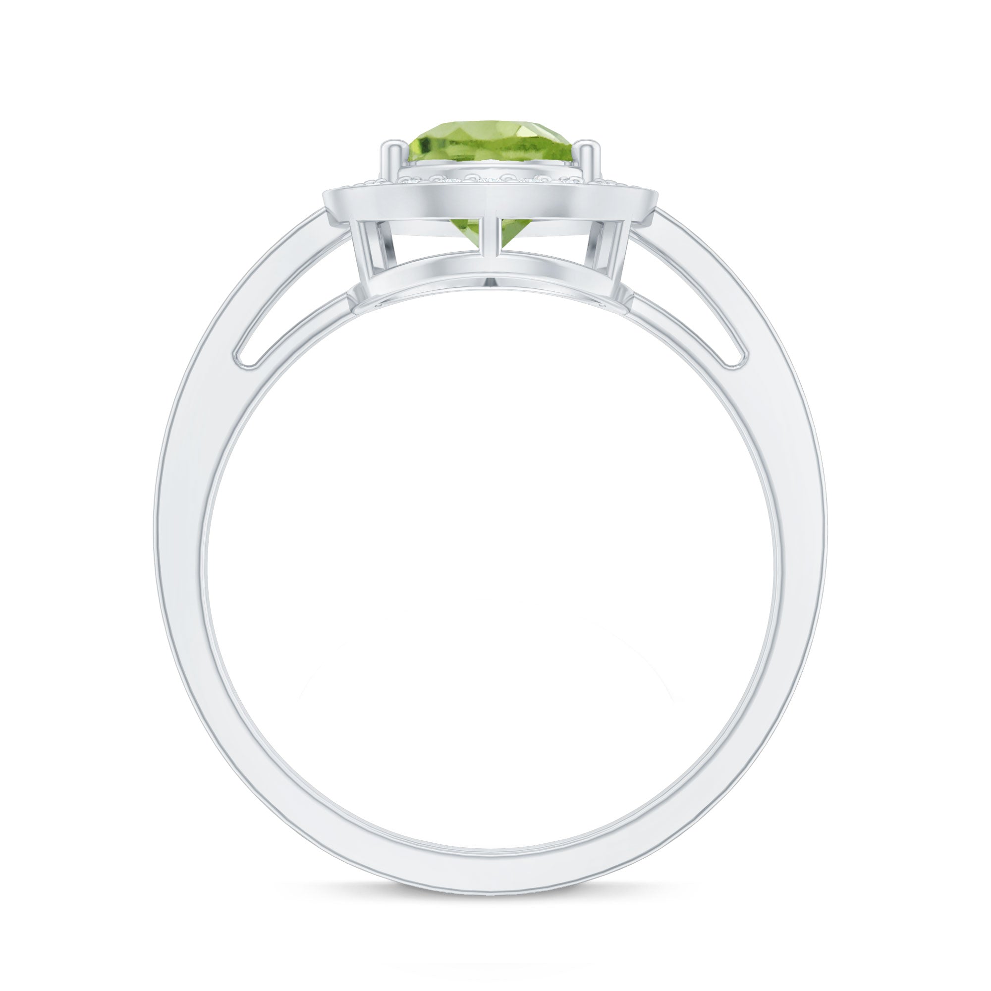 Natural 1 Carat Peridot Teardrop Engagement Ring with Diamond Halo AAA - Rosec Jewels