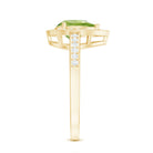 Natural 1 Carat Peridot Teardrop Engagement Ring with Diamond Halo AAA - Rosec Jewels
