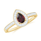 Classic Rhodolite and Diamond Halo Engagement Ring Rhodolite - ( AAA ) - Quality - Rosec Jewels