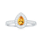 Rosec Jewels-Natural 5X7mm Pear Shape Citrine Engagement Ring with Diamond Halo