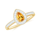 Rosec Jewels-Natural 5X7mm Pear Shape Citrine Engagement Ring with Diamond Halo