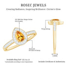 Rosec Jewels-Natural 5X7mm Pear Shape Citrine Engagement Ring with Diamond Halo