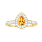 Rosec Jewels-Natural 5X7mm Pear Shape Citrine Engagement Ring with Diamond Halo