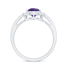 Rosec Jewels-Real 1 Carat Amethyst Pear Shaped Engagement Ring with Diamond Halo