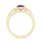 Rosec Jewels-Real 1 Carat Amethyst Pear Shaped Engagement Ring with Diamond Halo