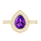 Rosec Jewels-Real 1 Carat Amethyst Pear Shaped Engagement Ring with Diamond Halo