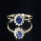 Rosec Jewels-Natural 1 Carat Blue Sapphire Princess Diana Inspired Engagement Ring with Diamonds