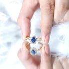 Rosec Jewels-Natural 1 Carat Blue Sapphire Princess Diana Inspired Engagement Ring with Diamonds