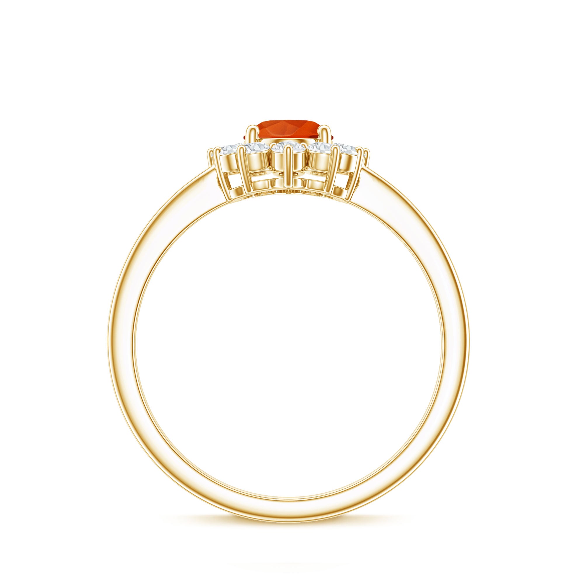 1 CT Princess Diana Inspired Fire Opal and Diamond Engagement Ring AAA - Rosec Jewels