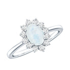 Princess Diana Inspired Moonstone Engagement Ring Diamond Halo AAA - Rosec Jewels