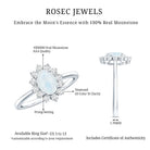Princess Diana Inspired Moonstone Engagement Ring Diamond Halo AAA - Rosec Jewels