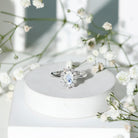 Princess Diana Inspired Moonstone Engagement Ring Diamond Halo AAA - Rosec Jewels