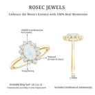 Princess Diana Inspired Moonstone Engagement Ring Diamond Halo AAA - Rosec Jewels