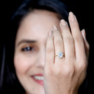 Princess Diana Inspired Moonstone Engagement Ring Diamond Halo AAA - Rosec Jewels