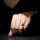 Princess Diana Inspired Moonstone Engagement Ring Diamond Halo AAA - Rosec Jewels