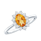 Rosec Jewels-Real 6X8mm Citrine Oval Engagement Ring with Diamond Halo