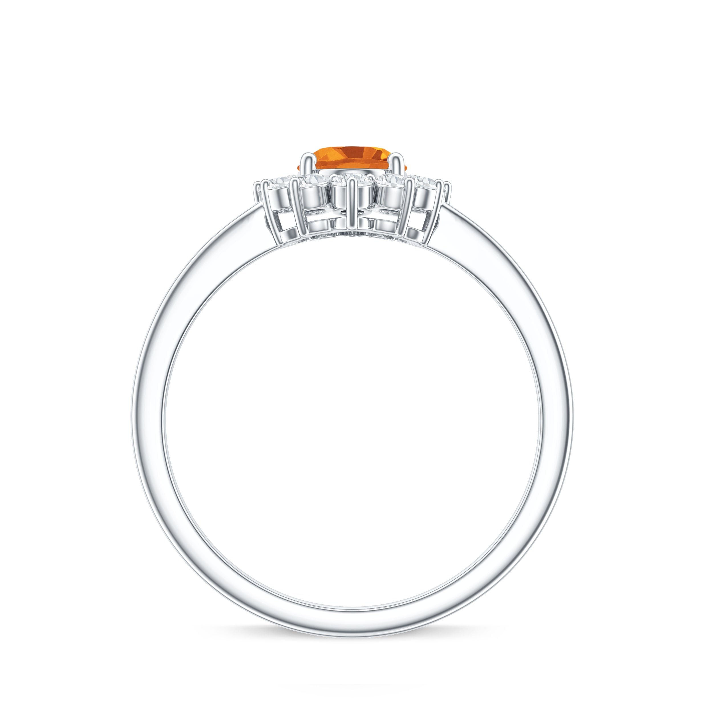 Rosec Jewels-Real 6X8mm Citrine Oval Engagement Ring with Diamond Halo