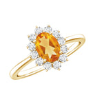 Rosec Jewels-Real 6X8mm Citrine Oval Engagement Ring with Diamond Halo