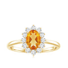 Rosec Jewels-Real 6X8mm Citrine Oval Engagement Ring with Diamond Halo