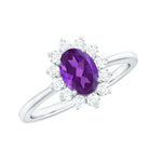 Rosec Jewels-1.5 CT Princess Diana Inspired Amethyst Engagement Ring Diamond Halo