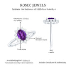 Rosec Jewels-1.5 CT Princess Diana Inspired Amethyst Engagement Ring Diamond Halo