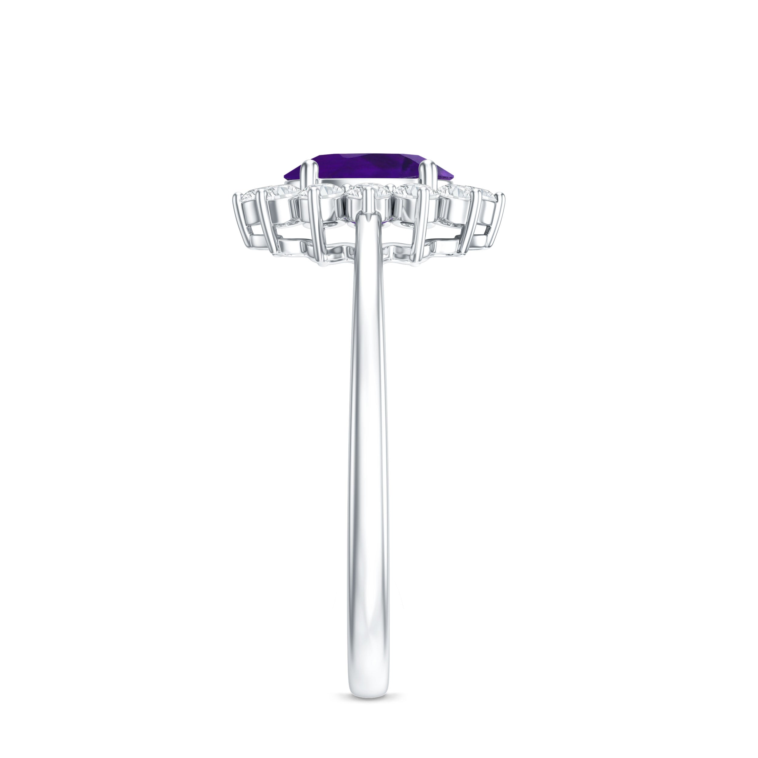 1.5 CT Princess Diana Inspired Amethyst Engagement Ring Diamond Halo AAA - Rosec Jewels