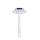 Rosec Jewels-1.5 CT Princess Diana Inspired Amethyst Engagement Ring Diamond Halo