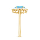 Rosec Jewels-Natural 1 Carat Aquamarine Oval Engagement Ring with Diamond Halo