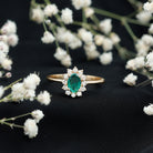 Lab Created Emerald Princess Diana Inspired Engagement Ring with Diamond AAAA - Rosec Jewels