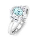 0.50 CT Aquamarine Halo Engagement Ring with Diamond AAA - Rosec Jewels