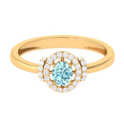 0.50 CT Aquamarine Halo Engagement Ring with Diamond AAA - Rosec Jewels