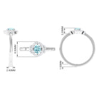 0.50 CT Aquamarine Halo Engagement Ring with Diamond Aquamarine - ( AAA ) - Quality - Rosec Jewels