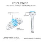 Real 6X8mm Aquamarine Statement Engagement Ring with Diamond AAA - Rosec Jewels