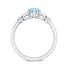 Real 6X8mm Aquamarine Statement Engagement Ring with Diamond AAA - Rosec Jewels