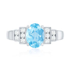 Real 6X8mm Aquamarine Statement Engagement Ring with Diamond AAA - Rosec Jewels