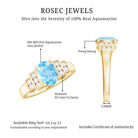 Real 6X8mm Aquamarine Statement Engagement Ring with Diamond AAA - Rosec Jewels
