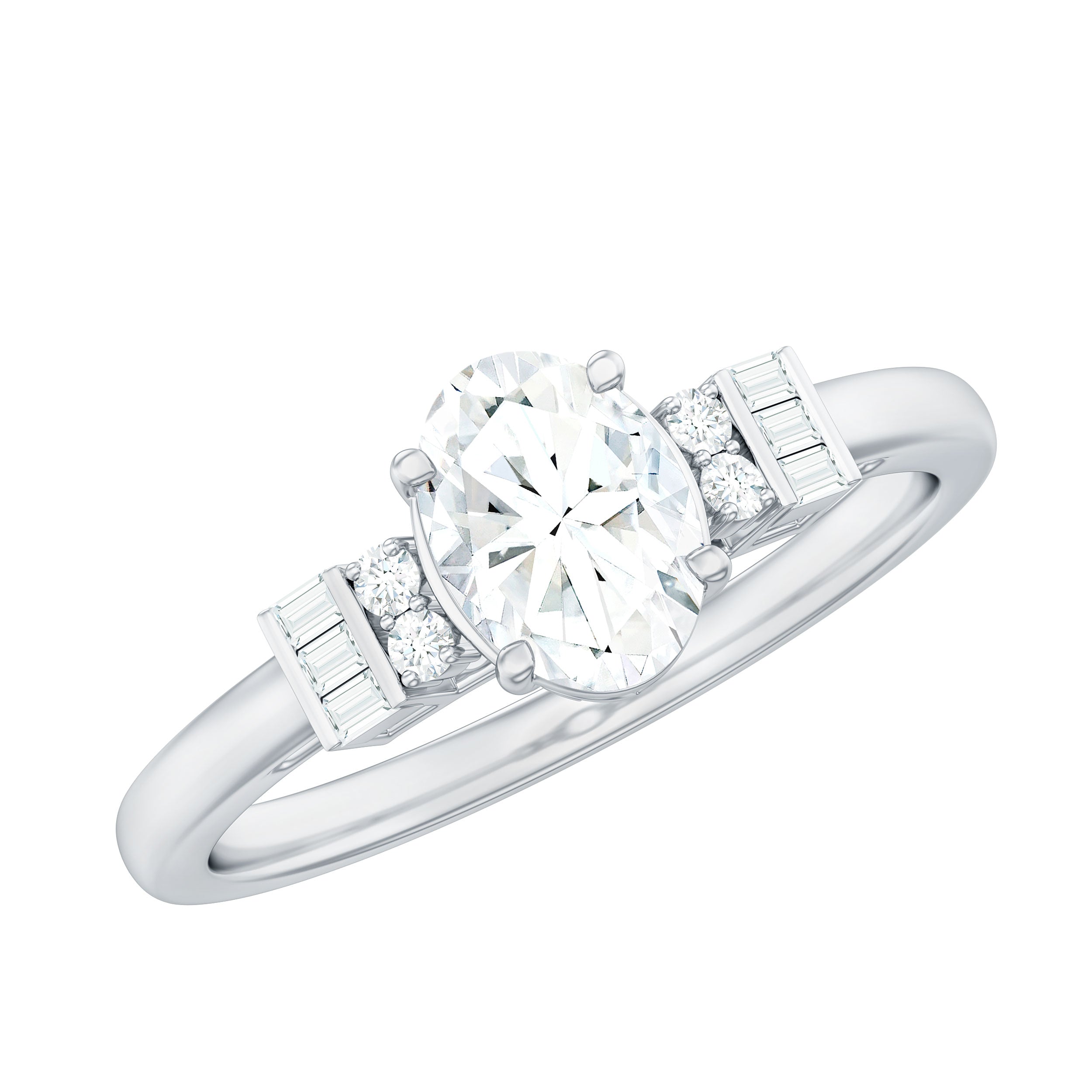 Rosec Jewels-Oval Shaped Moissanite Engagement Ring with Certificate