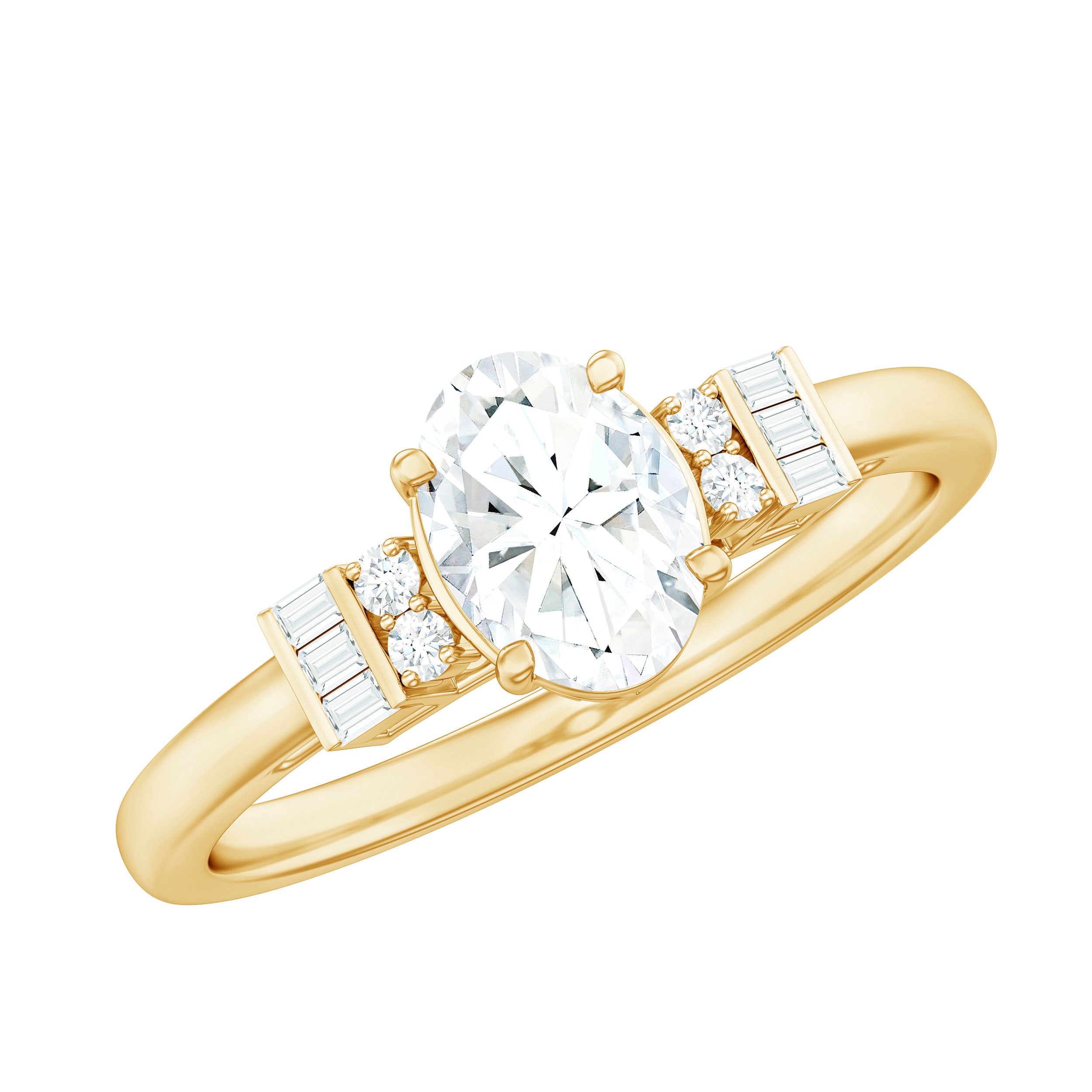 Rosec Jewels-Oval Shaped Moissanite Engagement Ring with Certificate